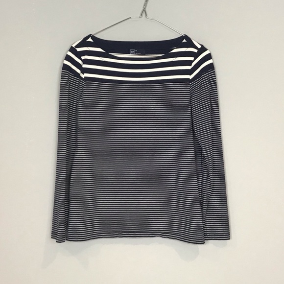 BR Navy Boat Neck Striped Long Sleeve Top C - Picture 4 of 6